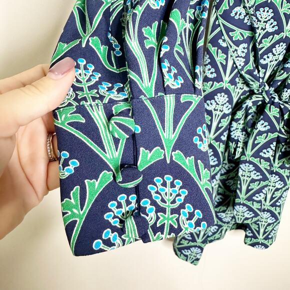 Boden Womens Florrie Dress Long Sleeve High Neck Back Zip Green Blue Size 8P - Picture 7 of 11